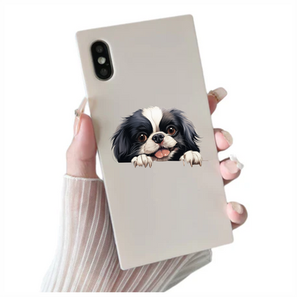 Black White Dog Spaniel Happy Face Vinyl Sticker Decal
