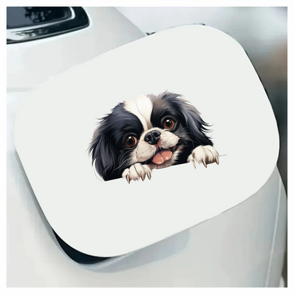 Black White Dog Spaniel Happy Face Vinyl Sticker Decal