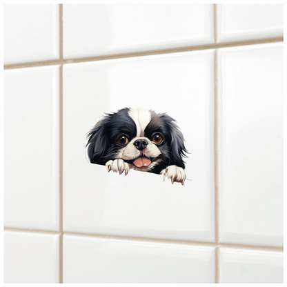 Black White Dog Spaniel Happy Face Vinyl Sticker Decal
