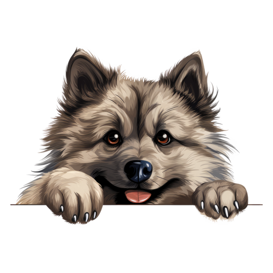 Brown Dog Fluffy Cute Keeshond Vinyl Sticker Decal