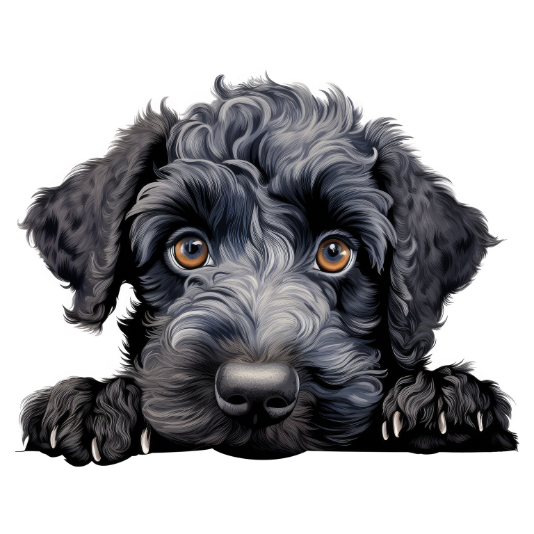 Black Dog Puppy Poodle Cute Vinyl Sticker Decal