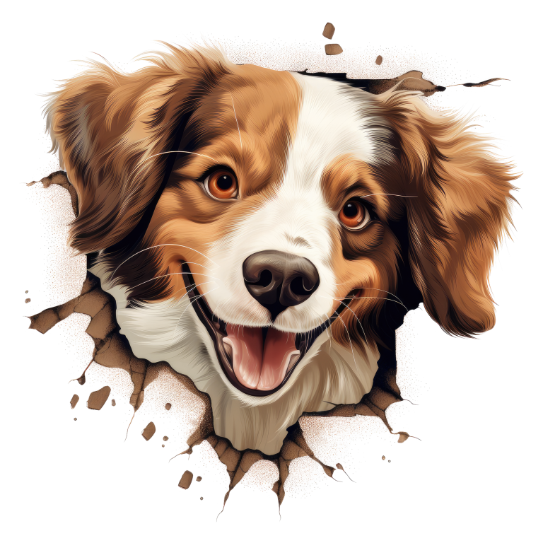 Brown White Dog Spaniel Smiling Vinyl Sticker Decal
