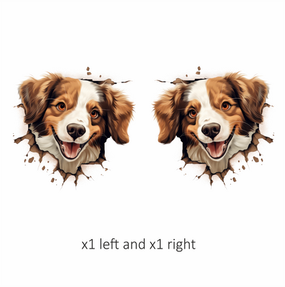 Brown White Dog Spaniel Smiling Vinyl Sticker Decal