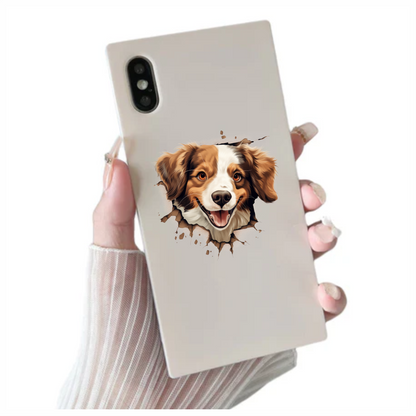 Brown White Dog Spaniel Smiling Vinyl Sticker Decal