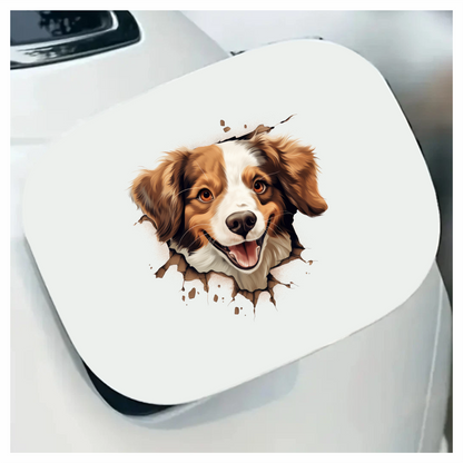 Brown White Dog Spaniel Smiling Vinyl Sticker Decal