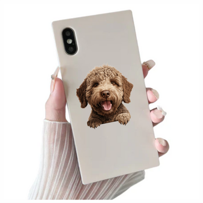 Brown Dog Labradoodle Happy Face Vinyl Sticker Decal