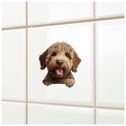 Brown Dog Labradoodle Happy Face Vinyl Sticker Decal