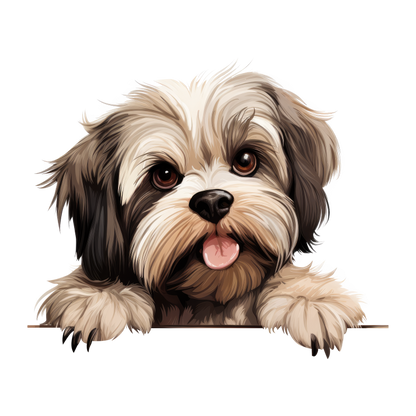 Brown White ShihTzu Dog Cute Vinyl Sticker Decal