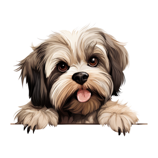 Brown White ShihTzu Dog Cute Vinyl Sticker Decal