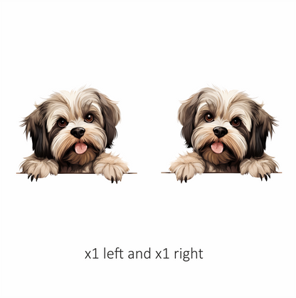 Brown White ShihTzu Dog Cute Vinyl Sticker Decal