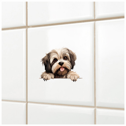 Brown White ShihTzu Dog Cute Vinyl Sticker Decal