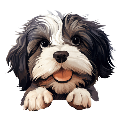 Black White Dog ShihTzu Cute Vinyl Sticker Decal