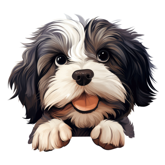 Black White Dog ShihTzu Cute Vinyl Sticker Decal