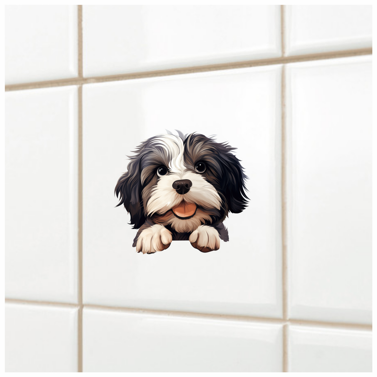 Black White Dog ShihTzu Cute Vinyl Sticker Decal