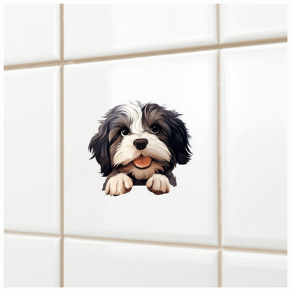Black White Dog ShihTzu Cute Vinyl Sticker Decal