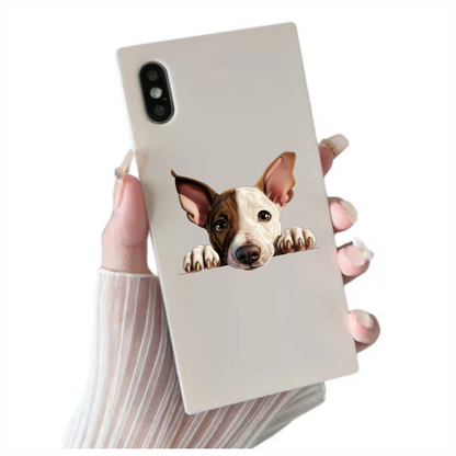 Brown White Dog Terrier Face Vinyl Sticker Decal