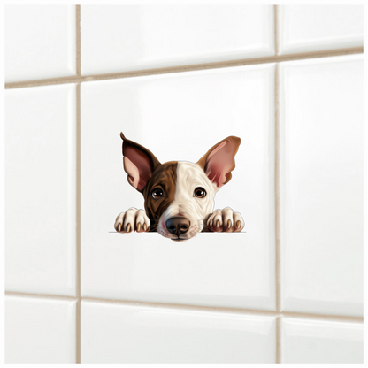 Brown White Dog Terrier Face Vinyl Sticker Decal