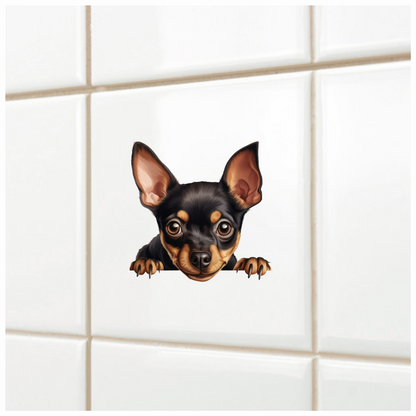Black Brown Chihuahua Puppy Face Vinyl Sticker Decal
