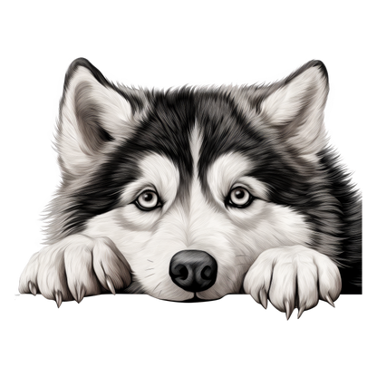 Black White Husky Dog Paws Vinyl Sticker Decal