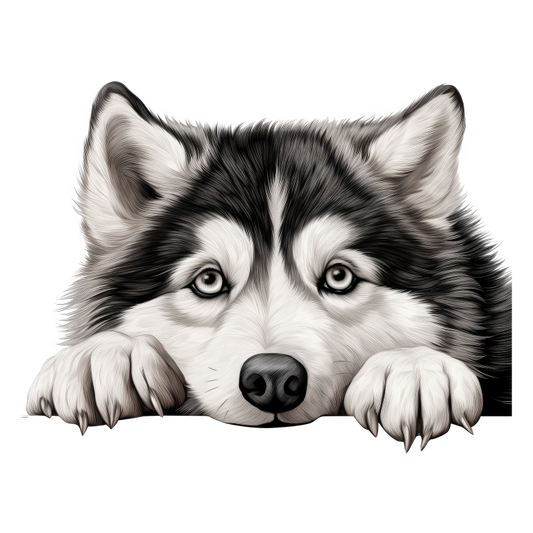 Black White Husky Dog Paws Vinyl Sticker Decal