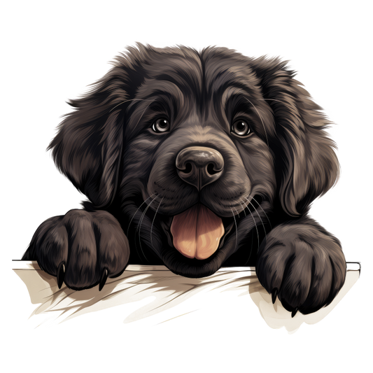Black Dog Puppy Newfoundland Happy Vinyl Sticker Decal
