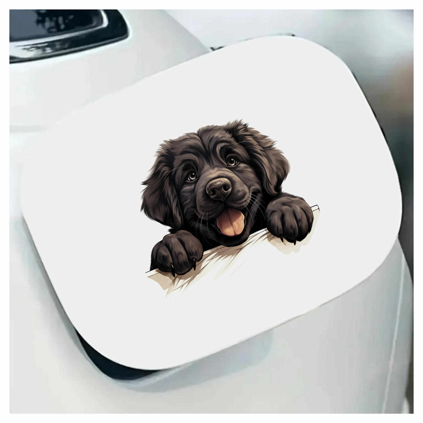 Black Dog Puppy Newfoundland Happy Vinyl Sticker Decal