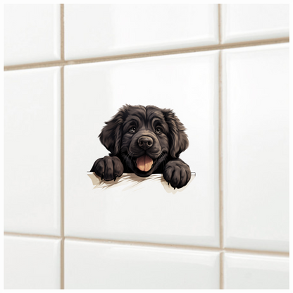 Black Dog Puppy Newfoundland Happy Vinyl Sticker Decal