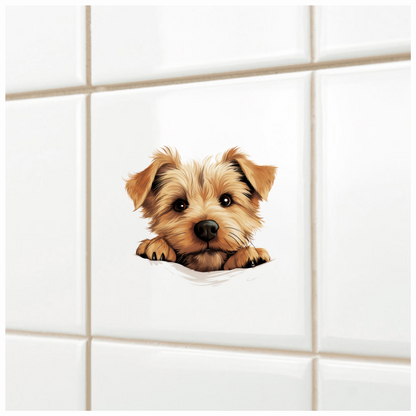 Brown Puppy Terrier Cute Face Vinyl Sticker Decal
