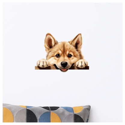 Brown Cute Dog Puppy Cartoon Vinyl Sticker Decal