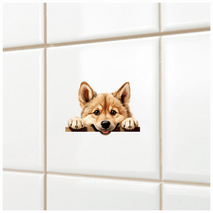 Brown Cute Dog Puppy Cartoon Vinyl Sticker Decal