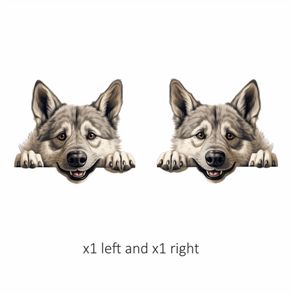 Grey Dog Husky Smiling Paws Vinyl Sticker Decal