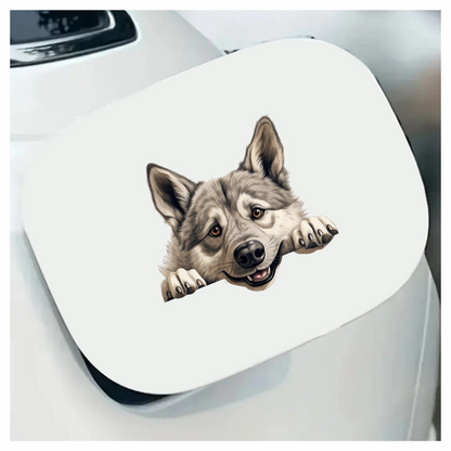 Grey Dog Husky Smiling Paws Vinyl Sticker Decal