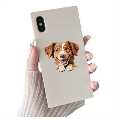 Brown Dog Happy Face Cartoon Vinyl Sticker Decal