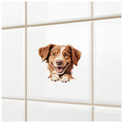 Brown Dog Happy Face Cartoon Vinyl Sticker Decal