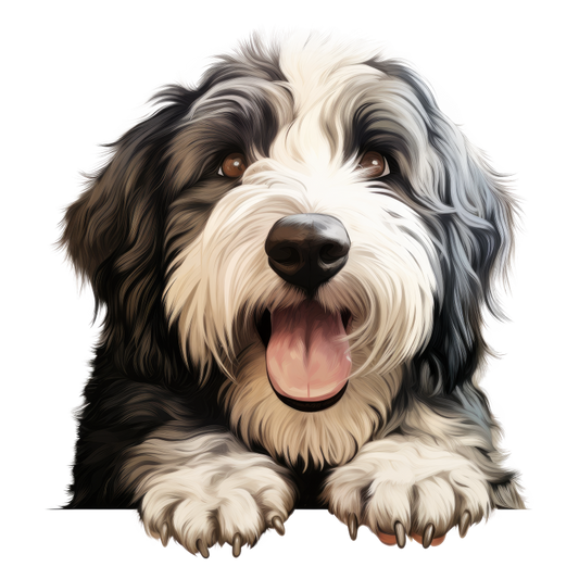 Black White Dog Bearded Collie Vinyl Sticker Decal