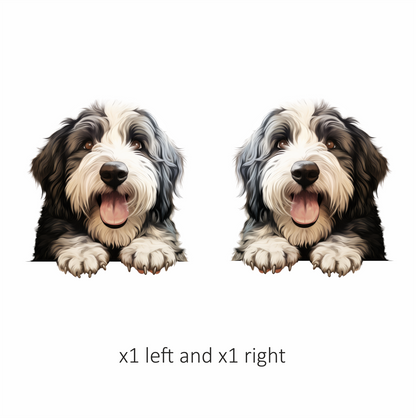 Black White Dog Bearded Collie Vinyl Sticker Decal