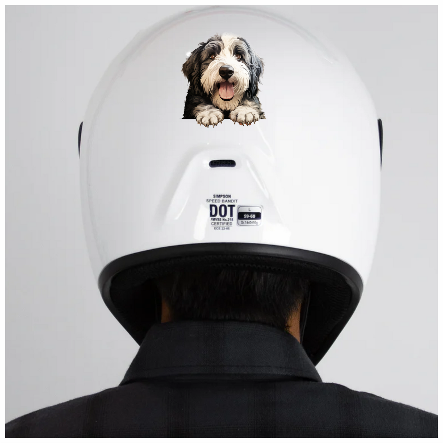 Black White Dog Bearded Collie Vinyl Sticker Decal