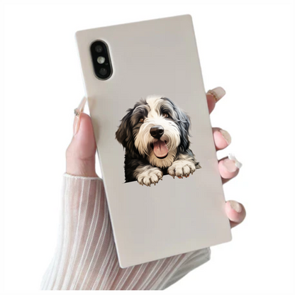 Black White Dog Bearded Collie Vinyl Sticker Decal