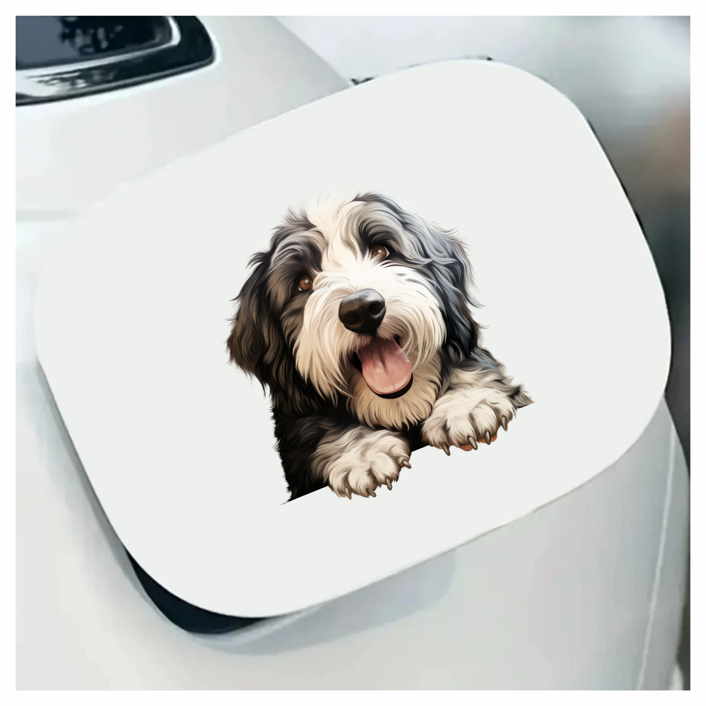 Black White Dog Bearded Collie Vinyl Sticker Decal