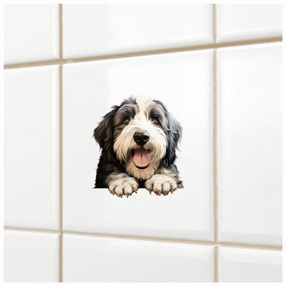 Black White Dog Bearded Collie Vinyl Sticker Decal