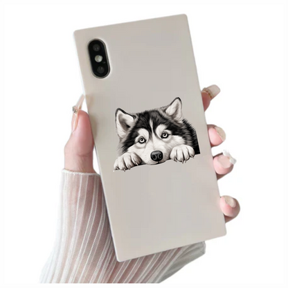 Black White Husky Dog Paws Vinyl Sticker Decal