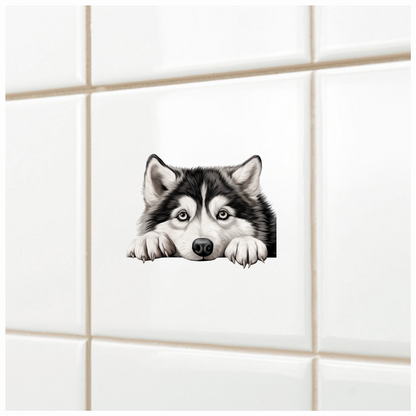 Black White Husky Dog Paws Vinyl Sticker Decal