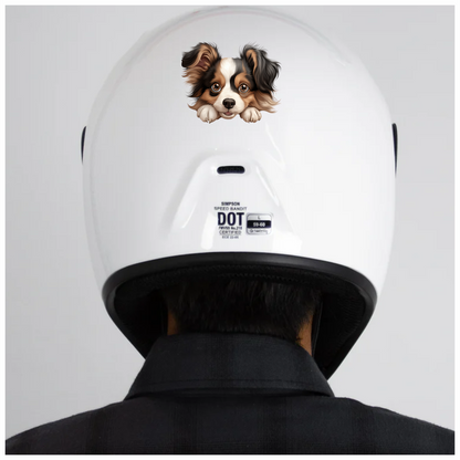 Brown White Black Dog Papillon Vinyl Sticker Decal