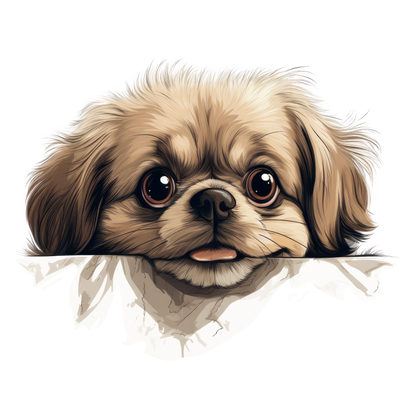 Brown Puppy Dog Pekingese Face Vinyl Sticker Decal