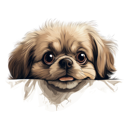 Brown Puppy Dog Pekingese Face Vinyl Sticker Decal