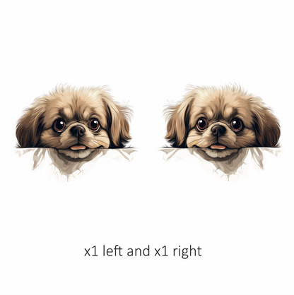 Brown Puppy Dog Pekingese Face Vinyl Sticker Decal