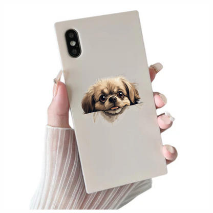 Brown Puppy Dog Pekingese Face Vinyl Sticker Decal