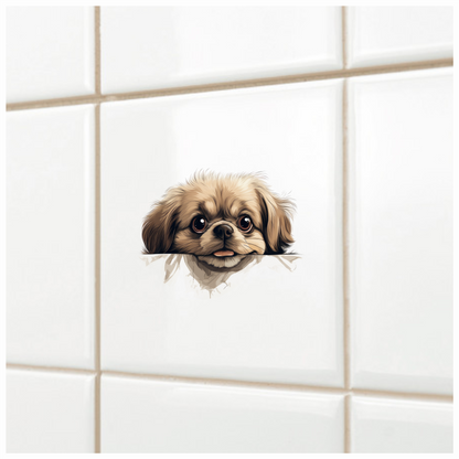 Brown Puppy Dog Pekingese Face Vinyl Sticker Decal