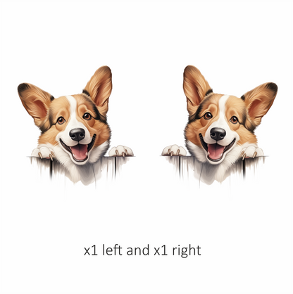 Brown White Corgi Dog Smiling Vinyl Sticker Decal