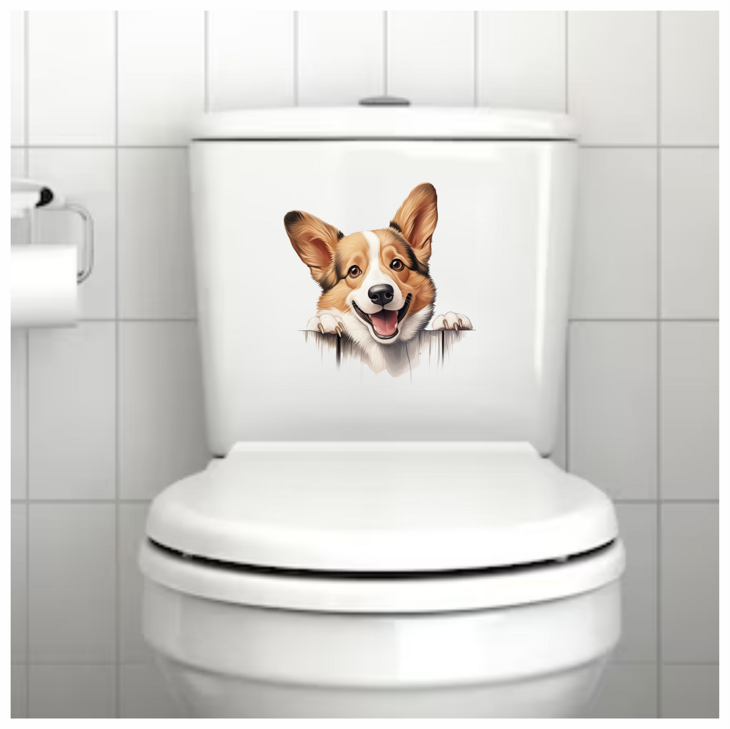 Brown White Corgi Dog Smiling Vinyl Sticker Decal